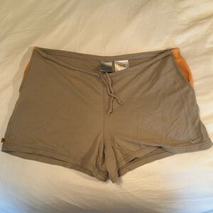Nike Beige Lounge Shorts with Orange Pocket